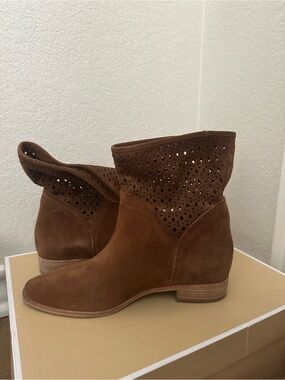 MICHAEL Michael Kors Perforated Suede Ankle Booties in Chestnut